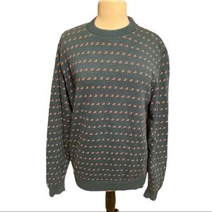 VTG Eastwind by Alps Knit Blue Sailboat Sweater Men’s Size L Crew Neck Pullover